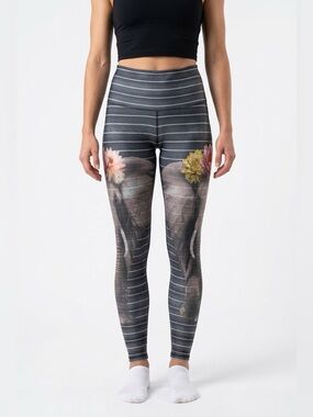 Teeki Elephant Print Yoga Leggings Small Recycled PET Festival Athletic Pants